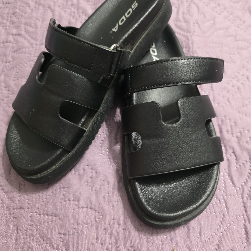 Soda Black Slide Sandals